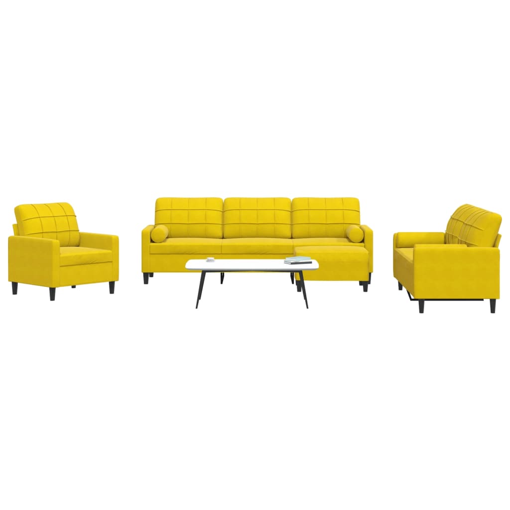 Set De Canapele Cu Perne, 3 Piese, , Catifea