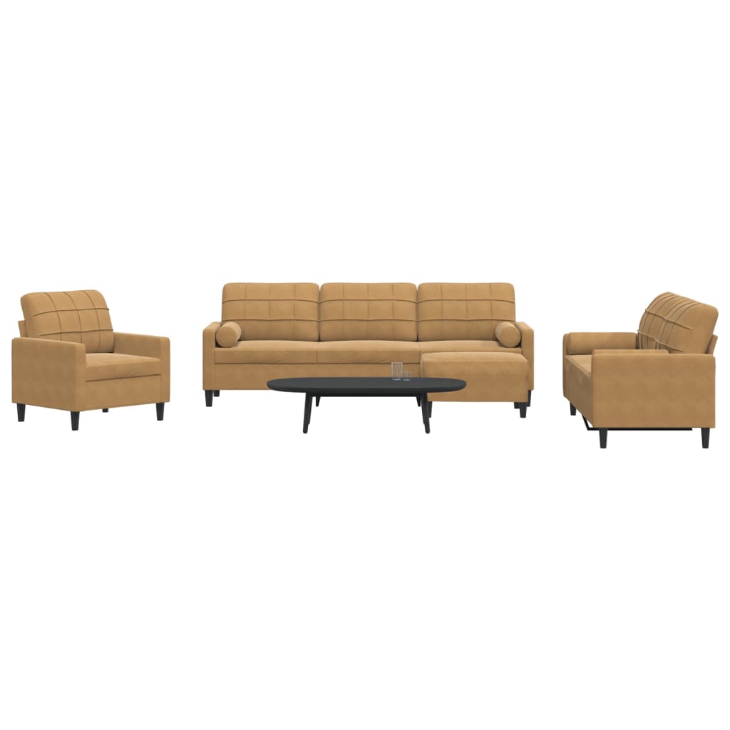 Set De Canapele Cu Perne, 3 Piese, , Catifea