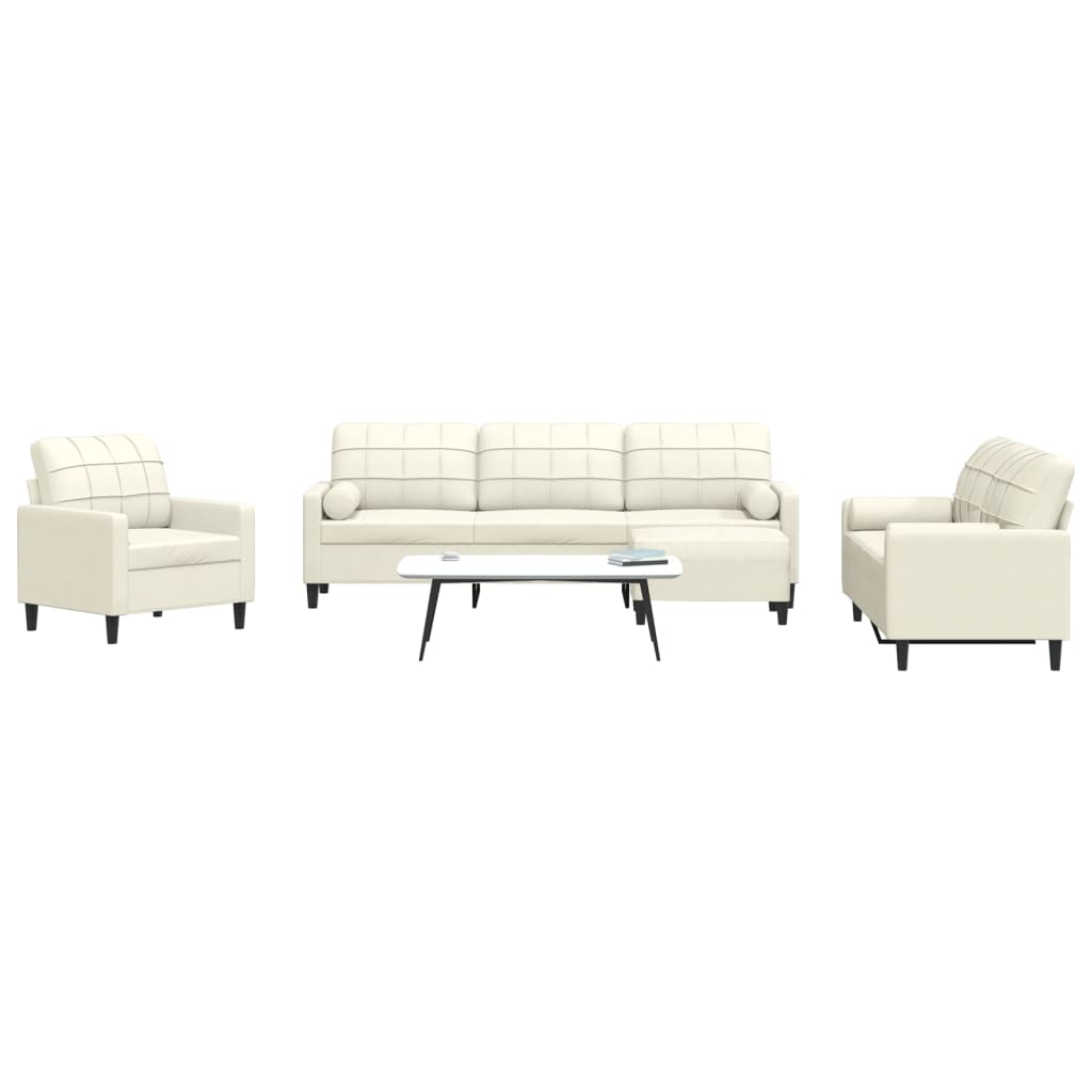 Set De Canapele Cu Perne, 3 Piese, , Catifea