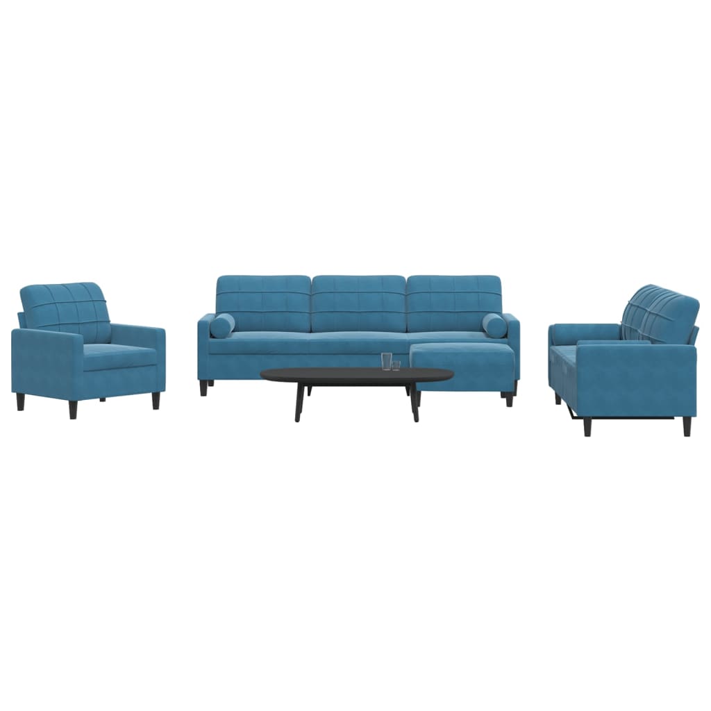 Set De Canapele Cu Perne, 3 Piese, , Catifea