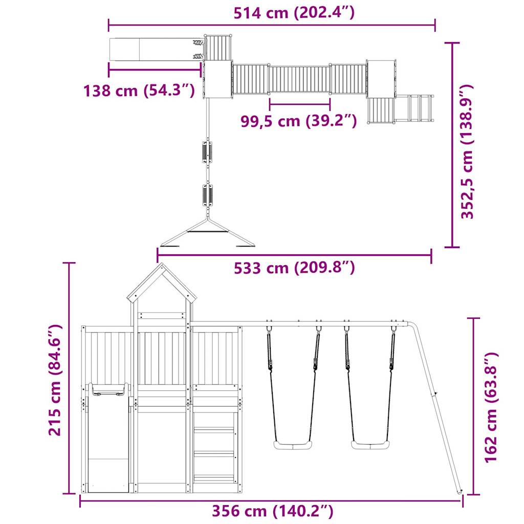 Set De Joacă Pentru Exterior, Lemn De Pin Impregnat