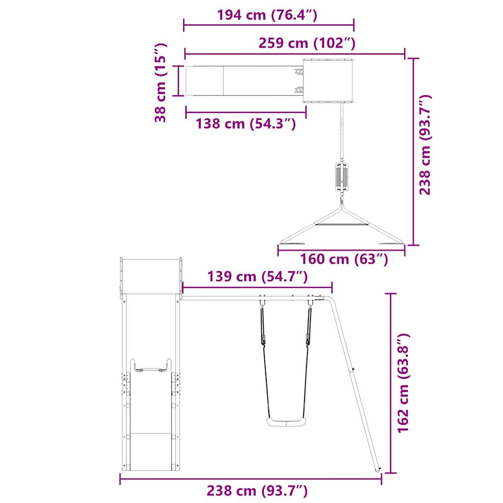 Set De Joacă Pentru Exterior, Lemn De Pin Impregnat