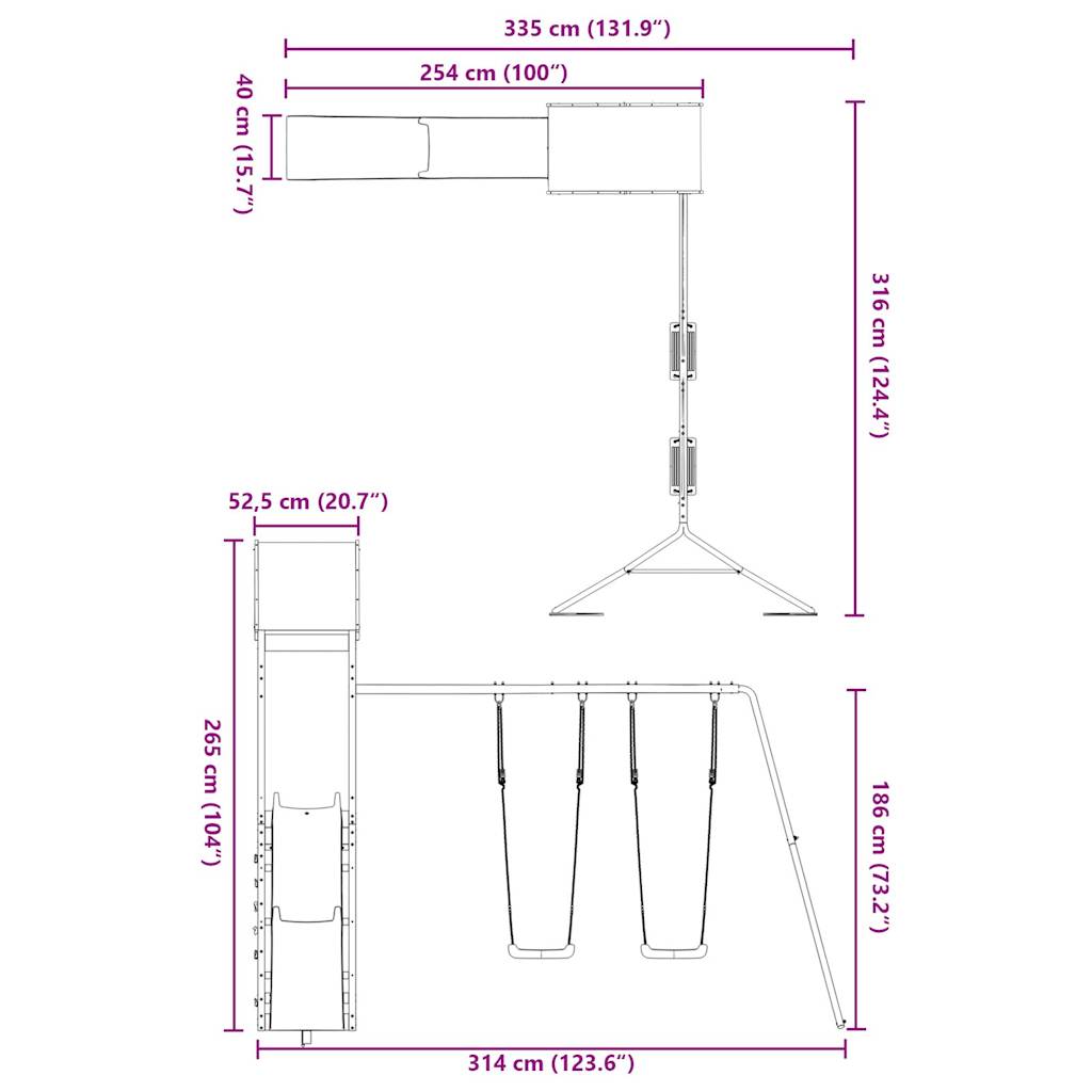 Set De Joacă Pentru Exterior, Lemn De Pin Impregnat