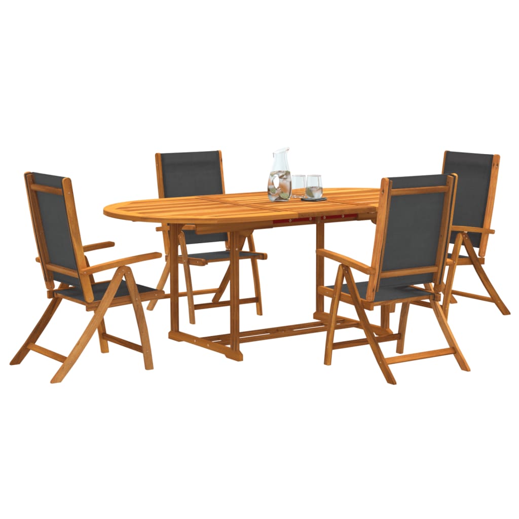 Set Mobilier De Grădină, 7 Piese, Lemn Masiv Acacia/Textilenă