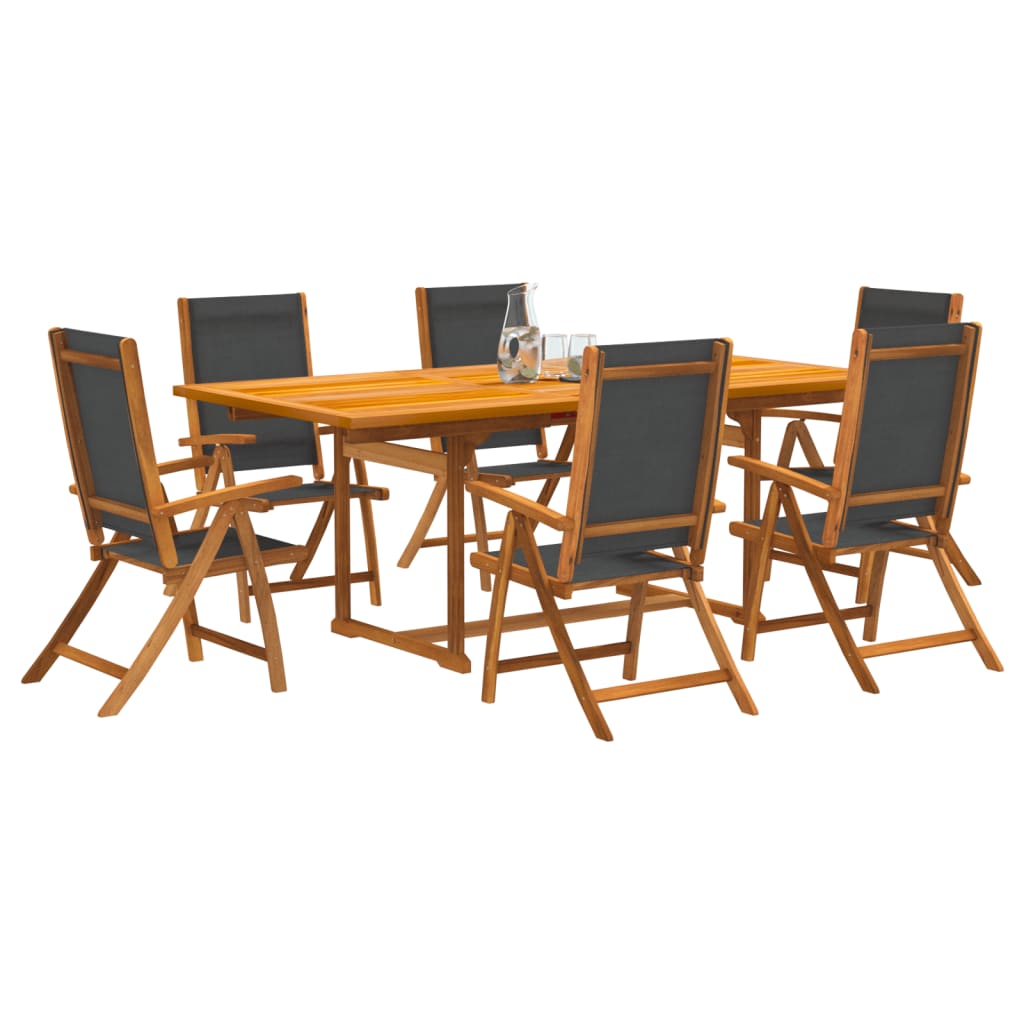 Set Mobilier De Grădină, 7 Piese, Lemn Masiv Acacia/Textilenă