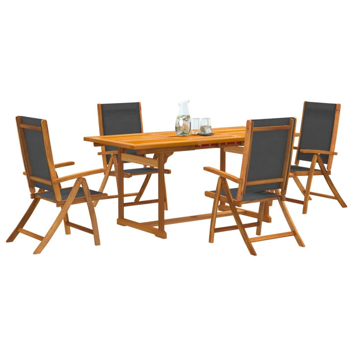 Set Mobilier De Grădină, 5 Piese, Lemn Masiv Acacia/Textilenă
