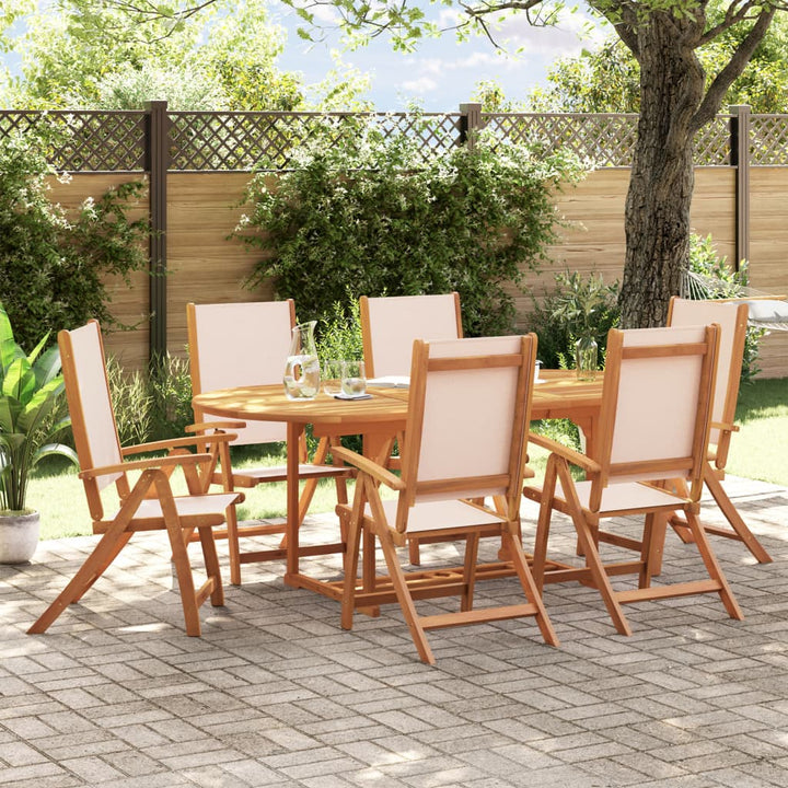 Set Mobilier De Grădină, 7 Piese, Lemn Masiv Acacia/Textilenă