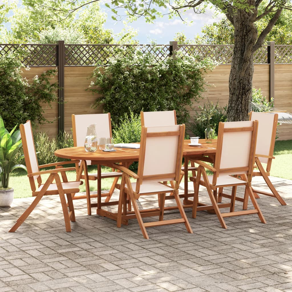 Set Mobilier De Grădină, 7 Piese, Lemn Masiv Acacia/Textilenă