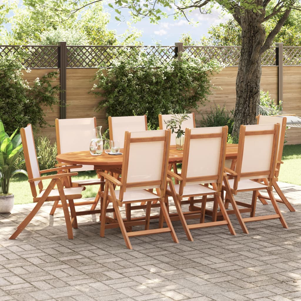 Set Mobilier De Grădină, 7 Piese, Lemn Masiv Acacia/Textilenă