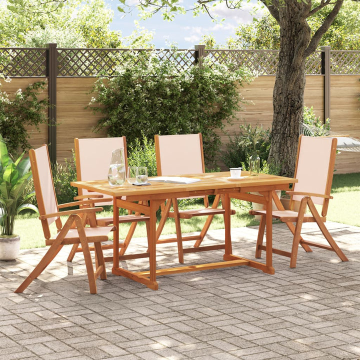 Set Mobilier De Grădină, 5 Piese, Lemn Masiv Acacia/Textilenă