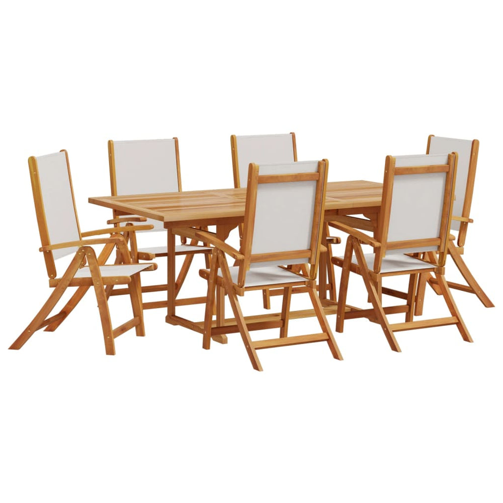 Set Mobilier De Grădină, 7 Piese, Lemn Masiv Acacia/Textilenă