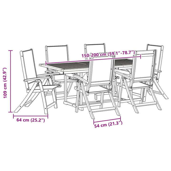 Set Mobilier De Grădină, 7 Piese, Lemn Masiv Acacia/Textilenă