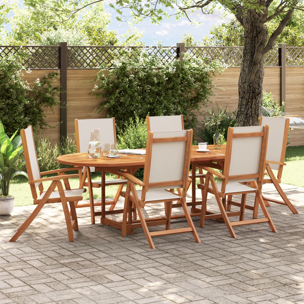Set Mobilier De Grădină, 7 Piese, Lemn Masiv Acacia/Textilenă