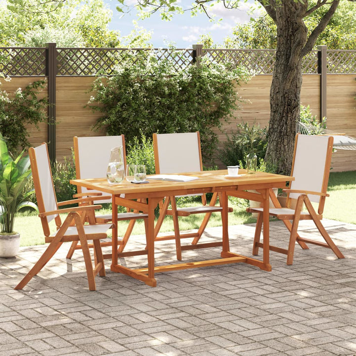 Set Mobilier De Grădină, 5 Piese, Lemn Masiv Acacia/Textilenă