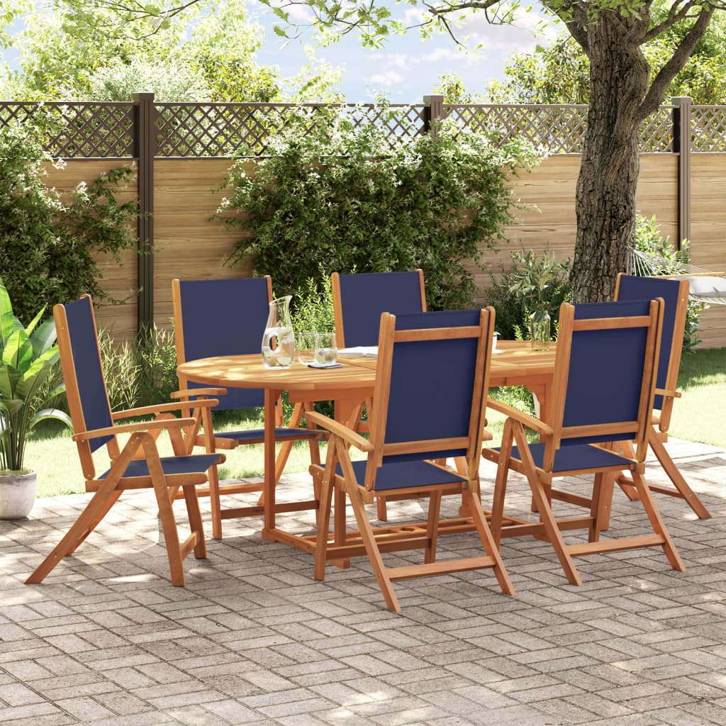 Set Mobilier De Grădină, 7 Piese, Lemn Masiv Acacia/Textilenă