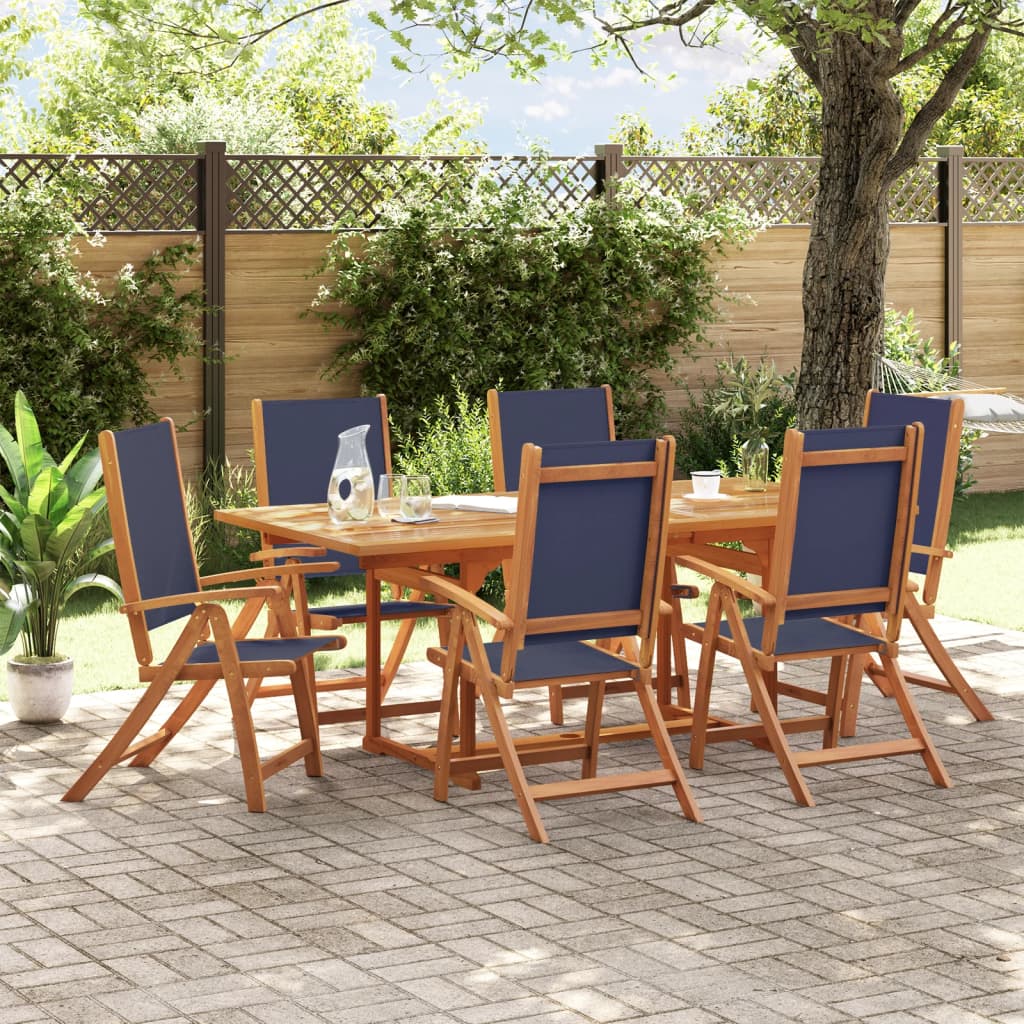 Set Mobilier De Grădină, 7 Piese, Lemn Masiv Acacia/Textilenă