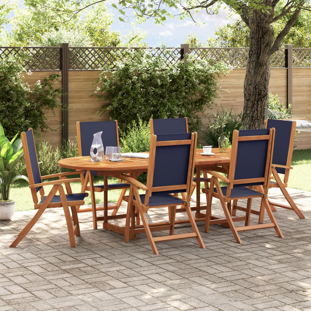 Set Mobilier De Grădină, 7 Piese, Lemn Masiv Acacia/Textilenă
