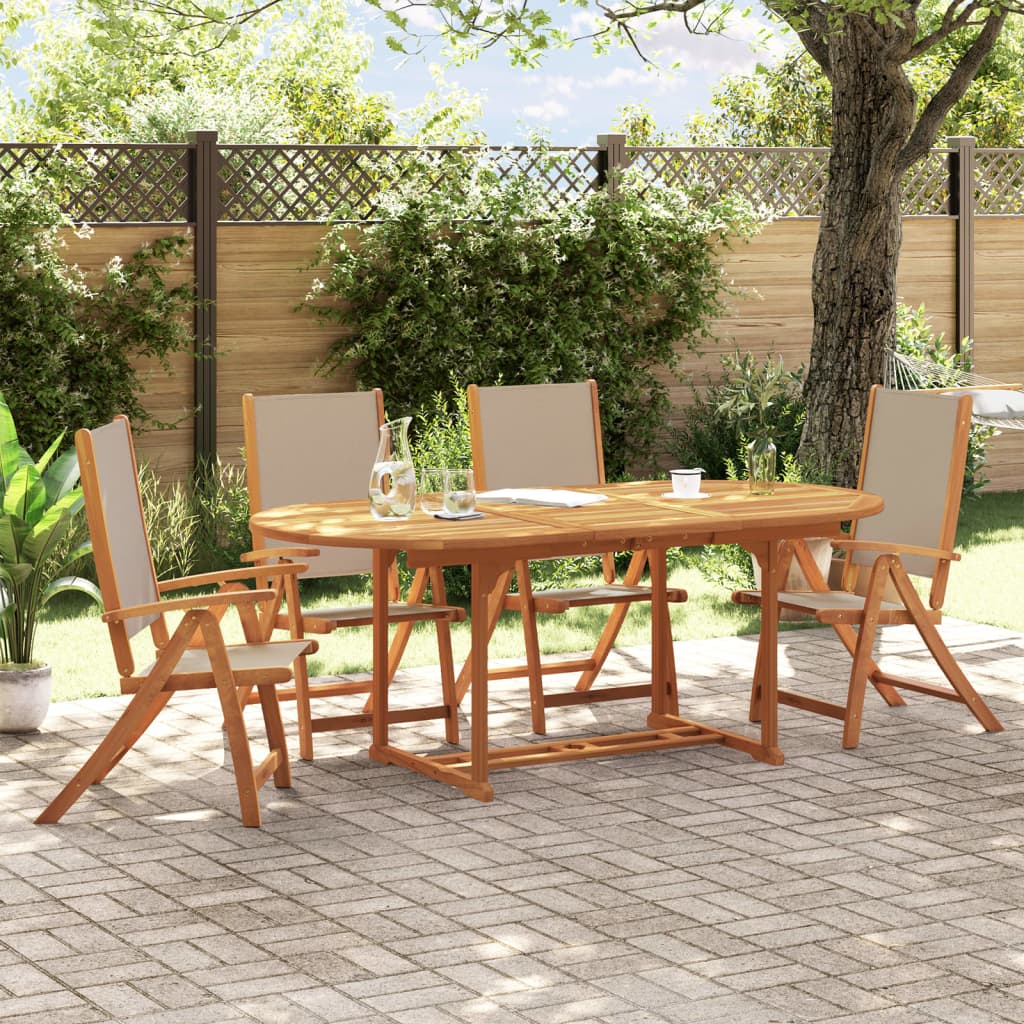 Set Mobilier De Grădină, 7 Piese, Lemn Masiv Acacia/Textilenă