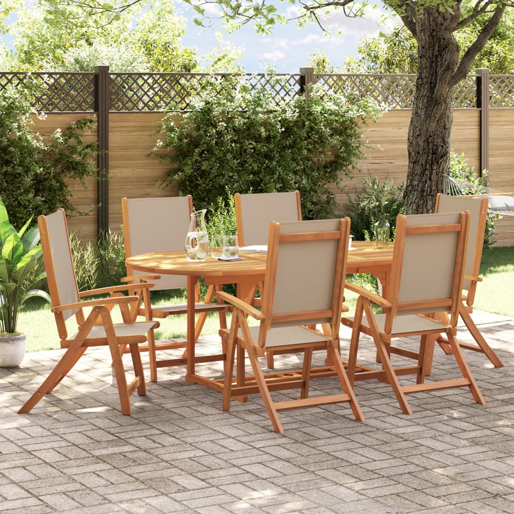 Set Mobilier De Grădină, 7 Piese, Lemn Masiv Acacia/Textilenă