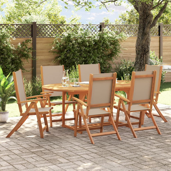 Set Mobilier De Grădină, 7 Piese, Lemn Masiv Acacia/Textilenă