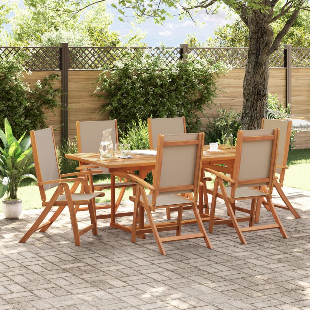 Set Mobilier De Grădină, 7 Piese, Lemn Masiv Acacia/Textilenă