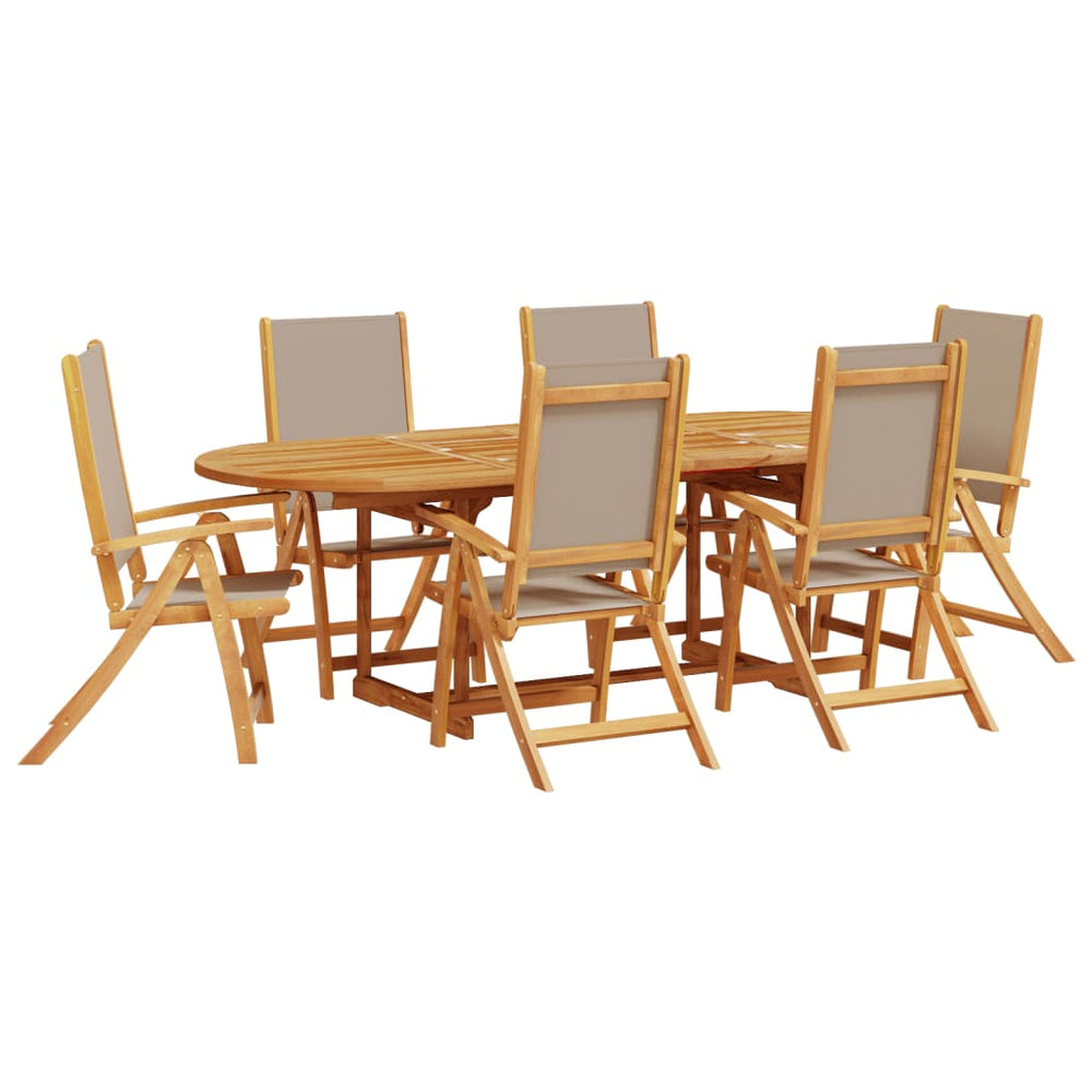 Set Mobilier De Grădină, 7 Piese, Lemn Masiv Acacia/Textilenă