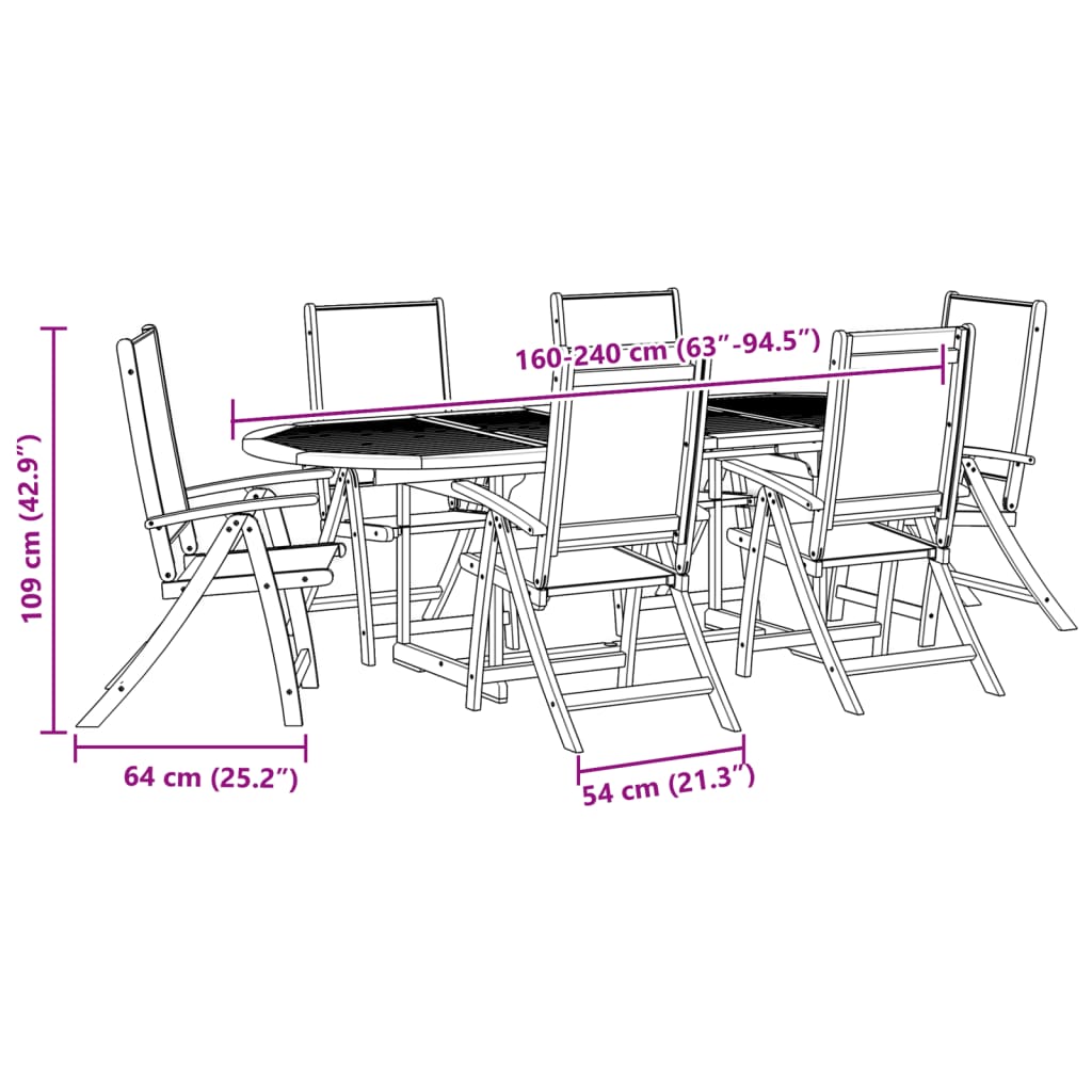 Set Mobilier De Grădină, 7 Piese, Lemn Masiv Acacia/Textilenă