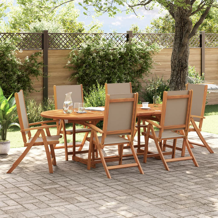 Set Mobilier De Grădină, 7 Piese, Lemn Masiv Acacia/Textilenă