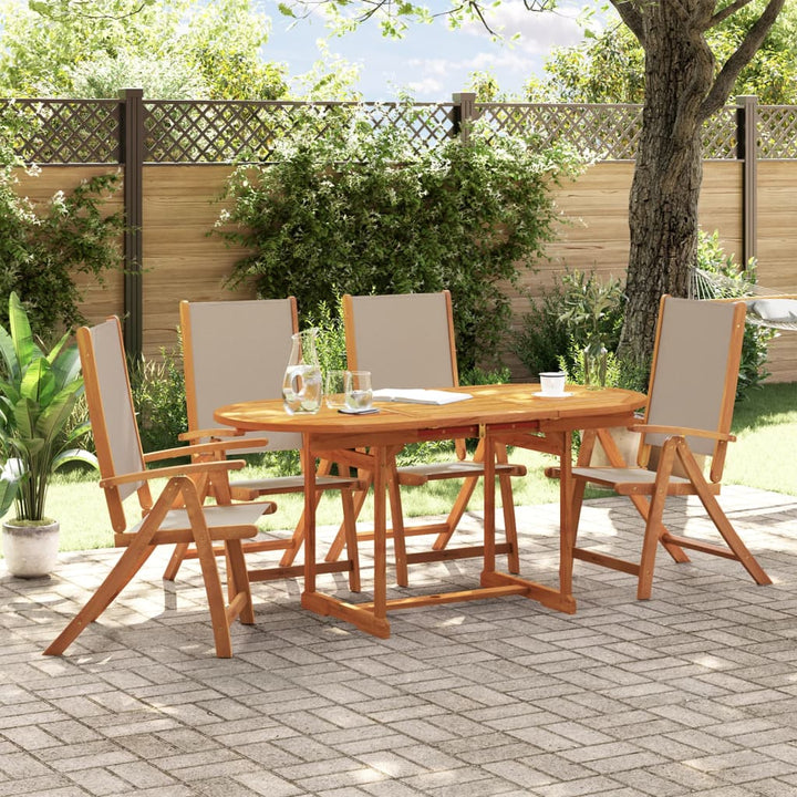 Set Mobilier De Grădină, 5 Piese, Lemn Masiv Acacia/Textilenă