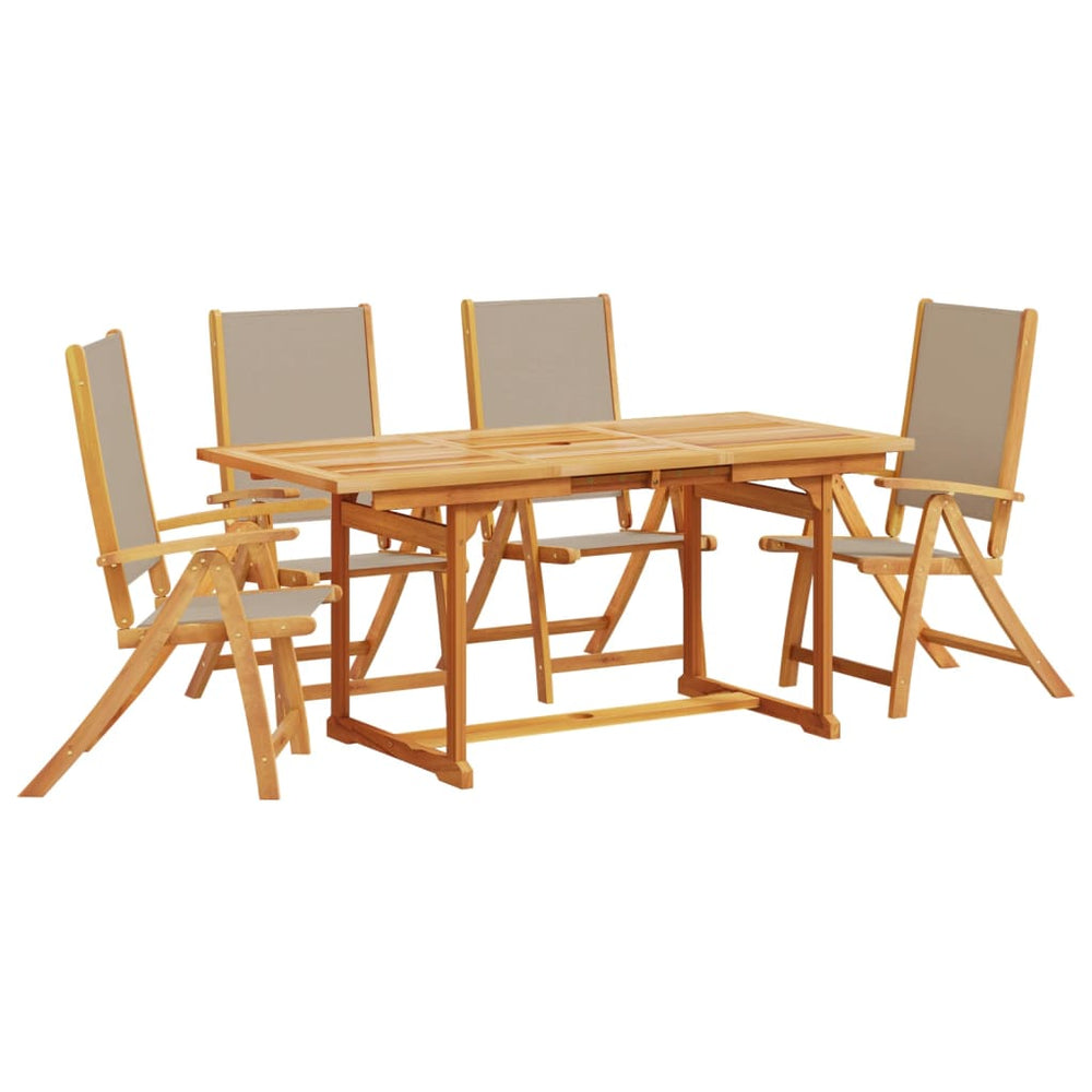 Set Mobilier De Grădină, 5 Piese, Lemn Masiv Acacia/Textilenă
