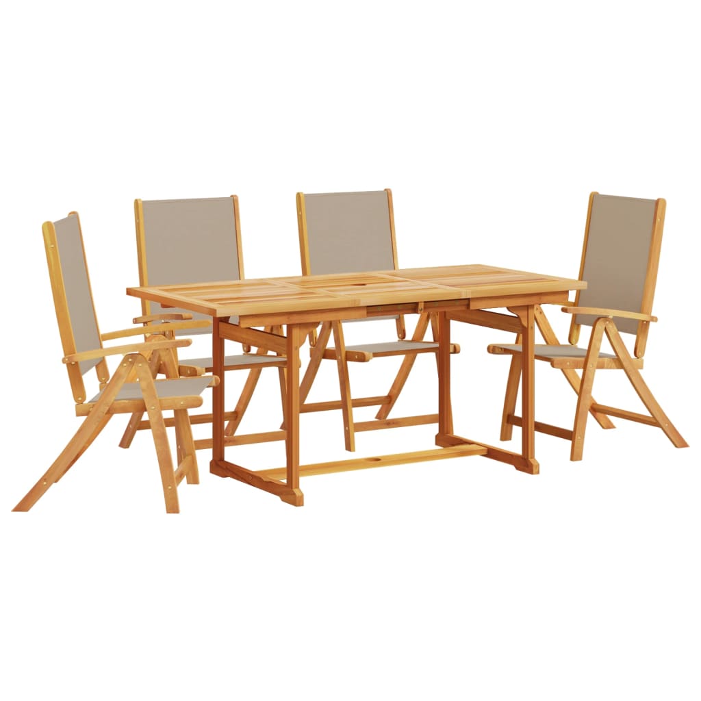 Set Mobilier De Grădină, 5 Piese, Lemn Masiv Acacia/Textilenă