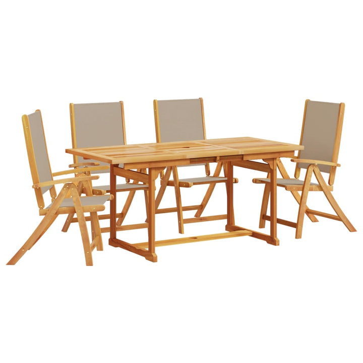 Set Mobilier De Grădină, 5 Piese, Lemn Masiv Acacia/Textilenă
