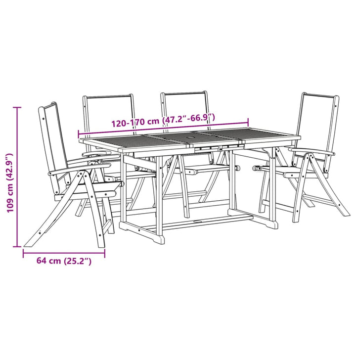Set Mobilier De Grădină, 5 Piese, Lemn Masiv Acacia/Textilenă