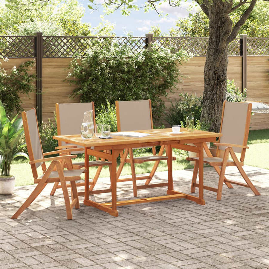 Set Mobilier De Grădină, 5 Piese, Lemn Masiv Acacia/Textilenă