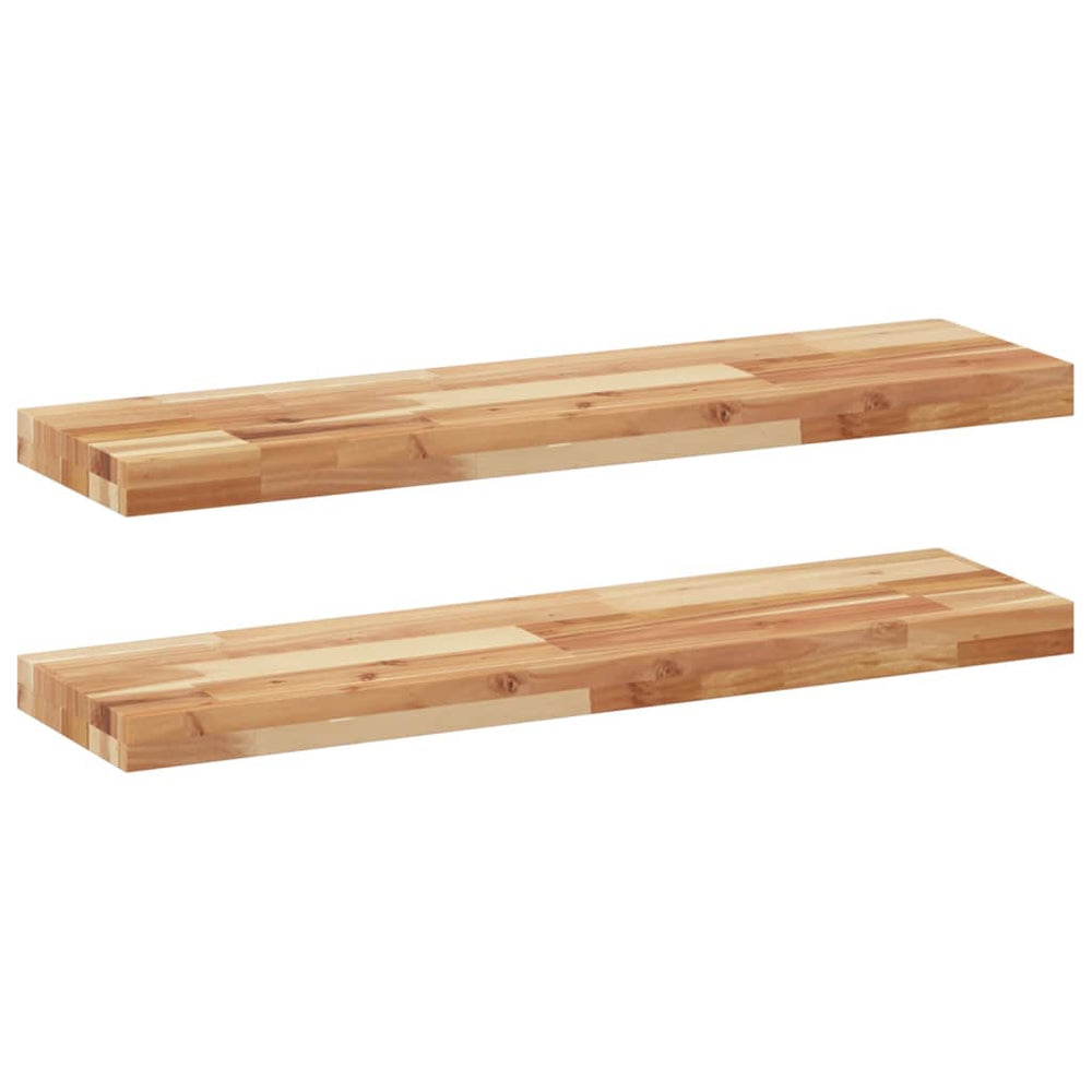 Rafturi Suspendate 2 Buc. 100X20X4Cm Lemn Masiv Acacia Netratat Maro Închis
