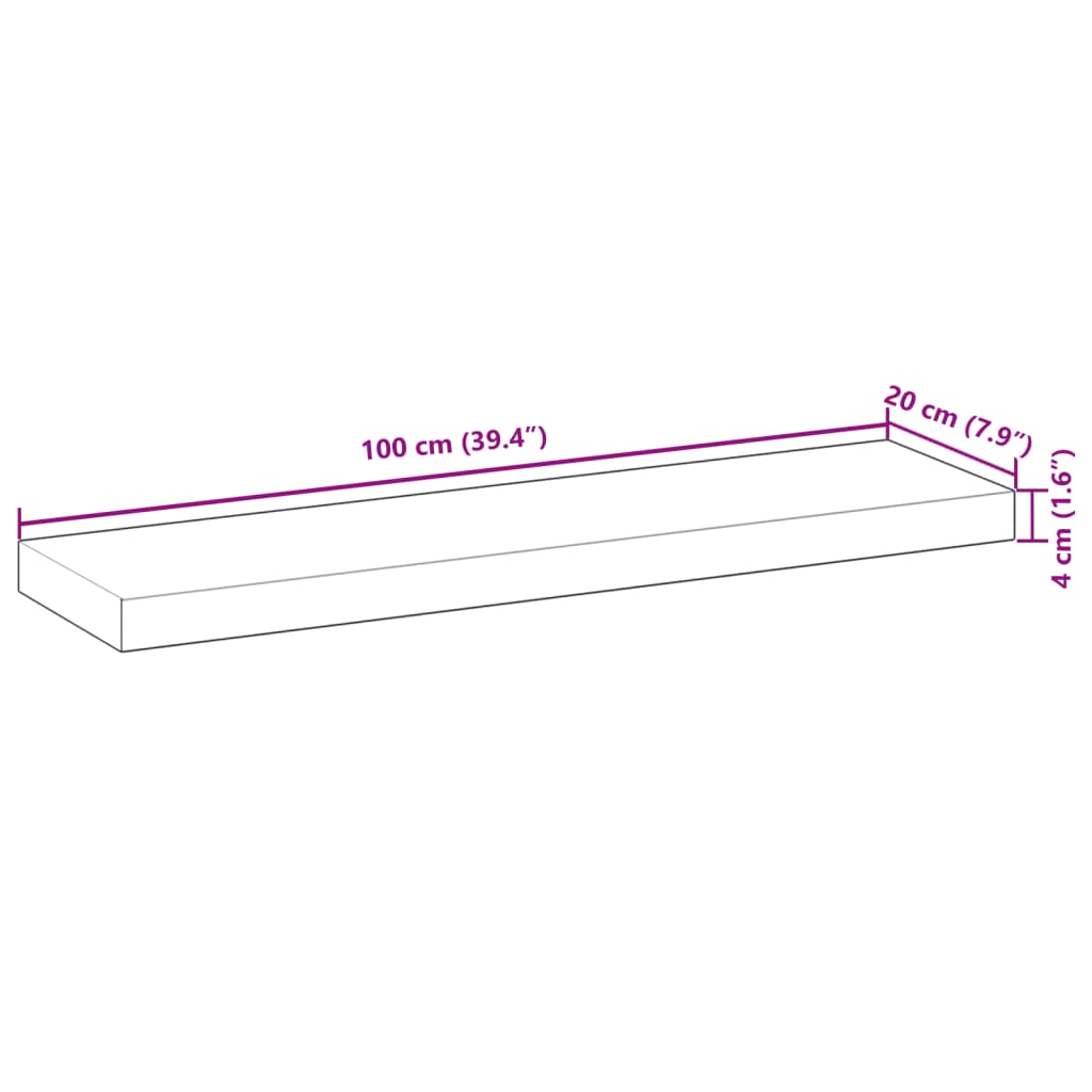 Rafturi Suspendate 2 Buc. 100X20X4Cm Lemn Masiv Acacia Netratat Maro Închis