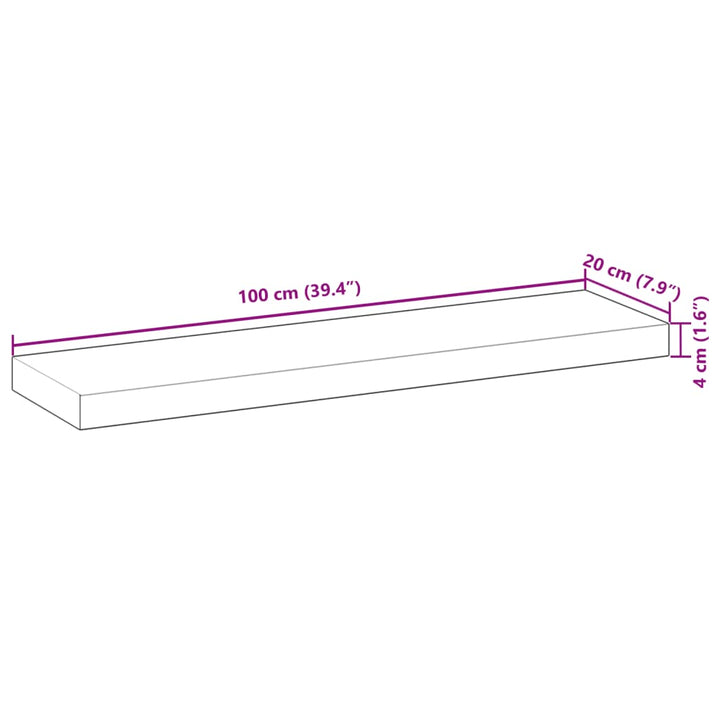 Rafturi Suspendate 2 Buc. 100X20X4Cm Lemn Masiv Acacia Netratat Maro Închis