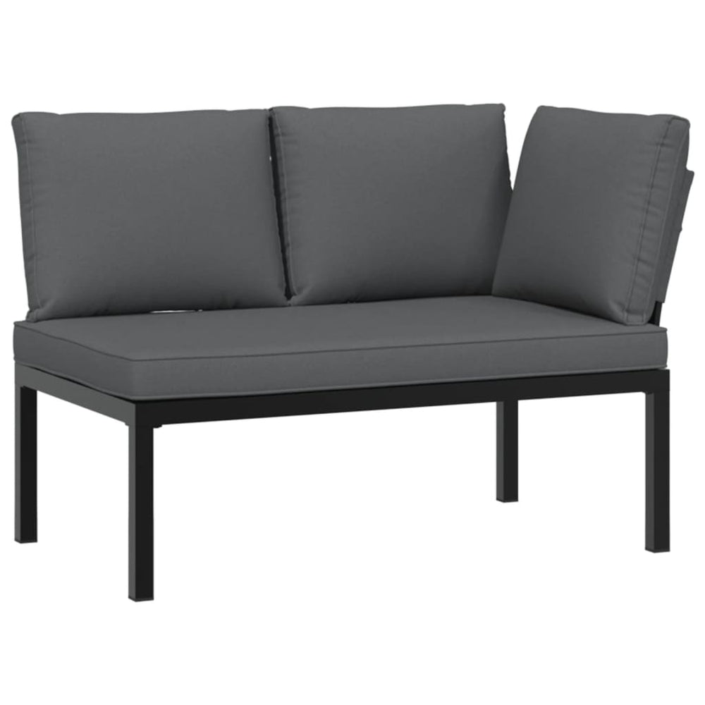 Bancă De Grădină Cu Perne, Negru, Aluminiu