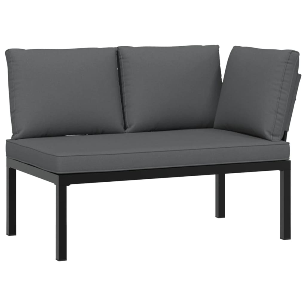 Bancă De Grădină Cu Perne, Negru, Aluminiu
