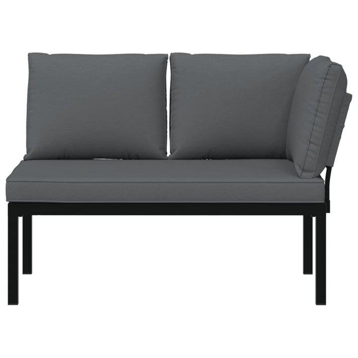 Bancă De Grădină Cu Perne, Negru, Aluminiu