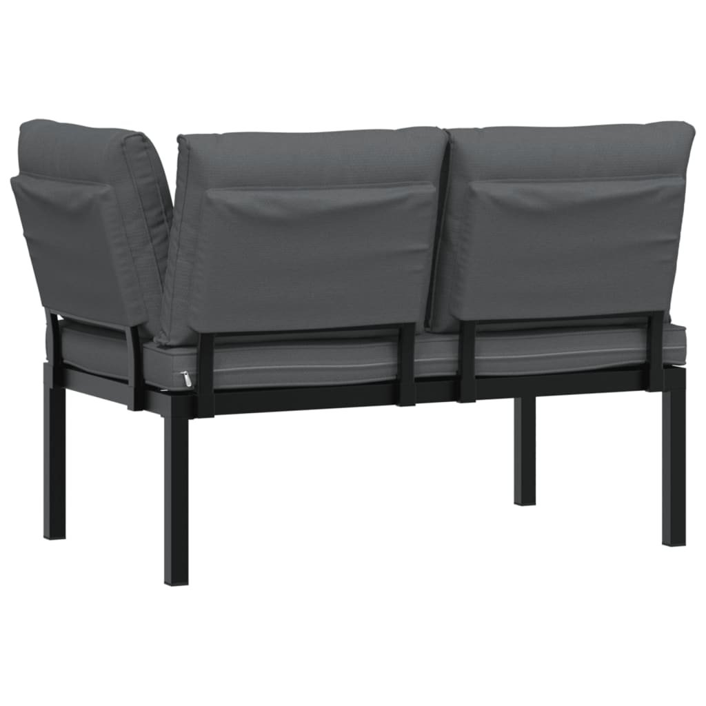 Bancă De Grădină Cu Perne, Negru, Aluminiu