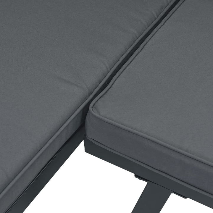 Bancă De Grădină Cu Perne, Negru, Aluminiu