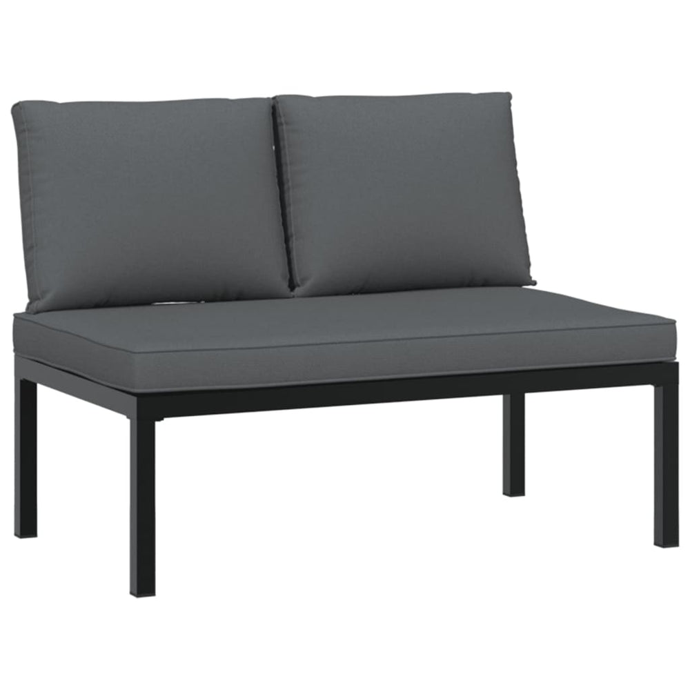 Bancă De Grădină Cu Perne, Negru, Aluminiu