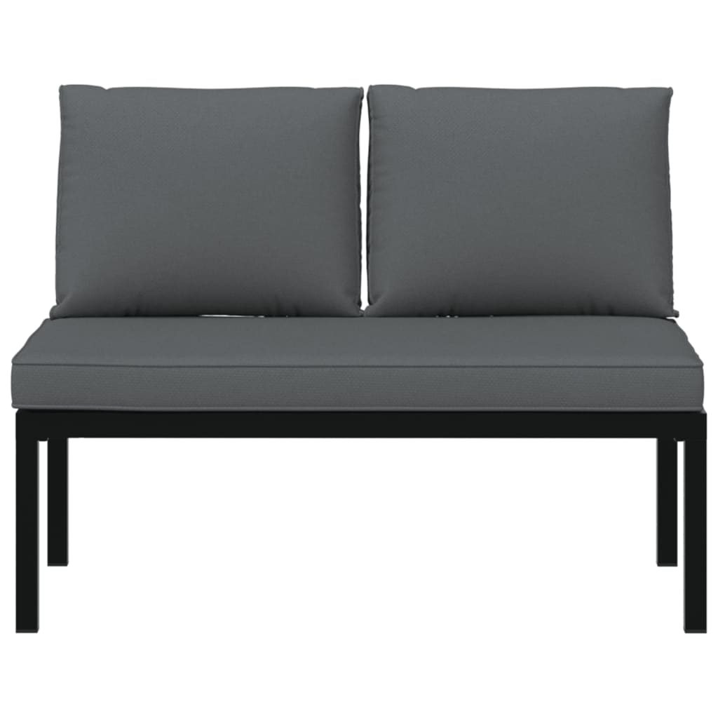 Bancă De Grădină Cu Perne, Negru, Aluminiu
