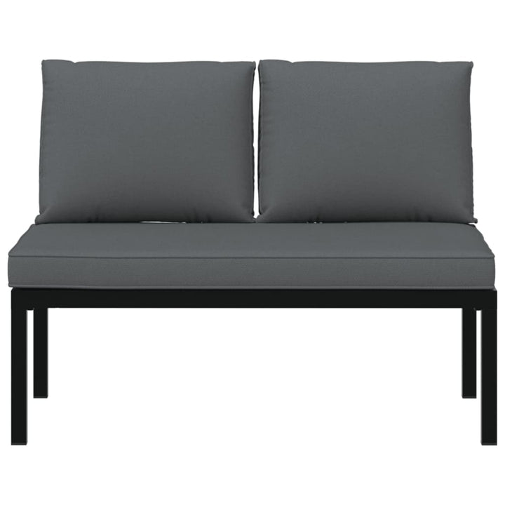 Bancă De Grădină Cu Perne, Negru, Aluminiu