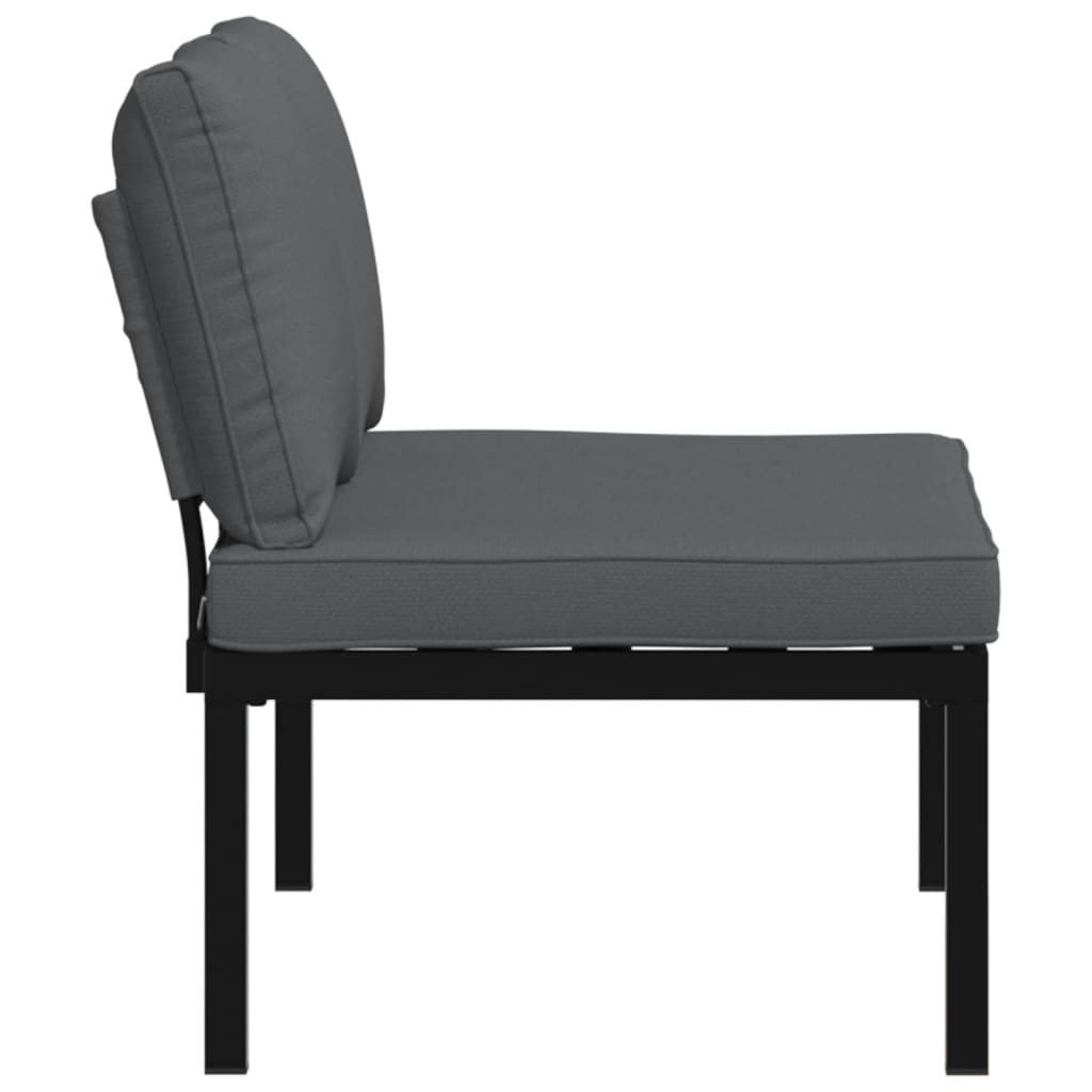 Bancă De Grădină Cu Perne, Negru, Aluminiu