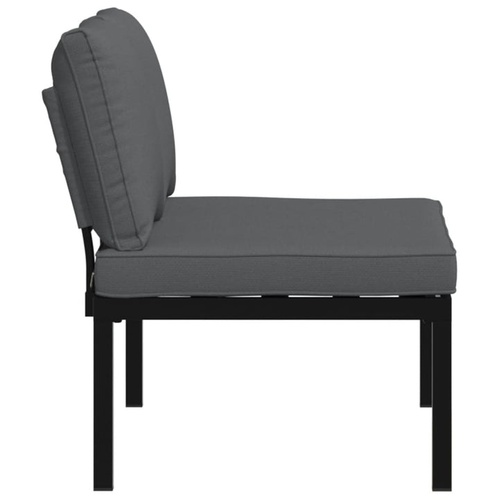 Bancă De Grădină Cu Perne, Negru, Aluminiu