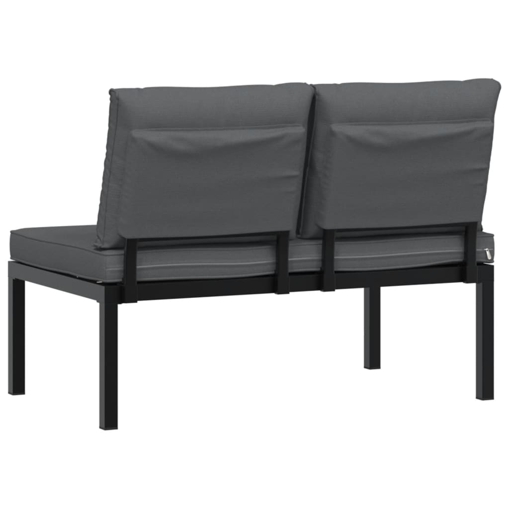 Bancă De Grădină Cu Perne, Negru, Aluminiu