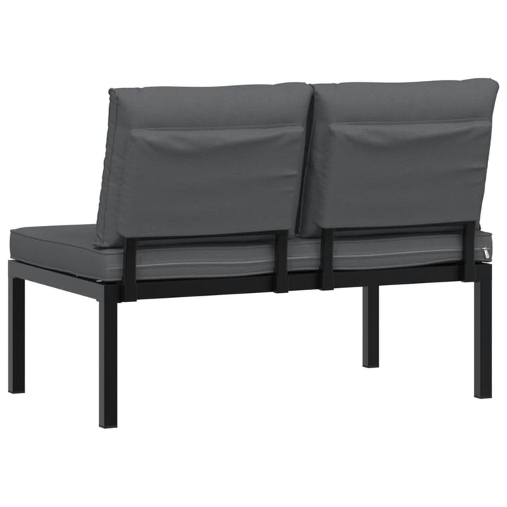 Bancă De Grădină Cu Perne, Negru, Aluminiu