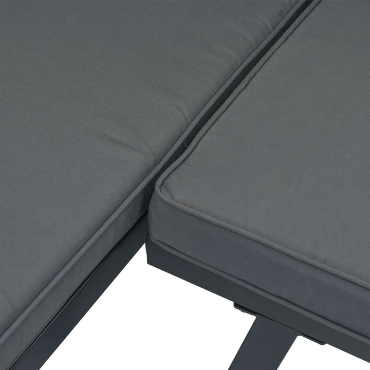 Bancă De Grădină Cu Perne, Negru, Aluminiu